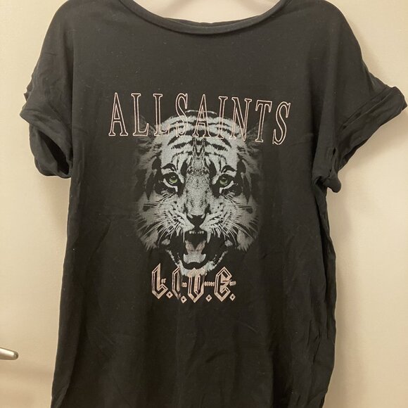 AllSaints Imogen Boys Tee with Tiger Print - Picture 3 of 7